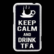Coque HTC Desire 200 Keep Calm Drink Tea Noir
