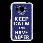Coque HTC Desire 200 Keep Calm Have a beer Bleu