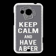 Coque HTC Desire 200 Keep Calm Have a beer Gris