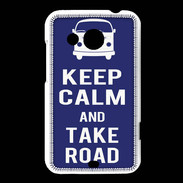 Coque HTC Desire 200 Keep Calm Take road Bleu