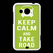 Coque HTC Desire 200 Keep Calm Take road Vert pomme