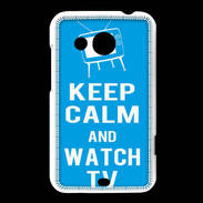 Coque HTC Desire 200 Keep Calm Watch TV Cyan