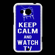 Coque HTC Desire 200 Keep Calm Watch TV Bleu