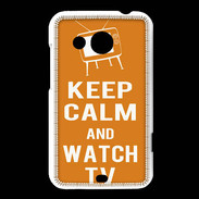 Coque HTC Desire 200 Keep Calm Watch TV Orange