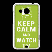 Coque HTC Desire 200 Keep Calm Watch TV Vert pomme