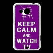 Coque HTC Desire 200 Keep Calm Watch TV Violet