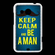 Coque HTC Desire 200 Keep Calm Be a Man Bleu