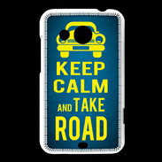 Coque HTC Desire 200 Keep Calm and Take o road 2 Bleu