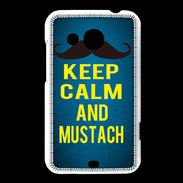 Coque HTC Desire 200 Keep Calm and Mustach Bleu