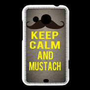 Coque HTC Desire 200 Keep Calm and Mustach Gris