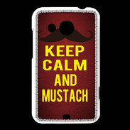 Coque HTC Desire 200 Keep Calm and Mustach Rouge