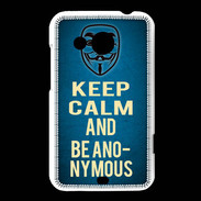 Coque HTC Desire 200 Keep Calm and Be Anonymous Bleu