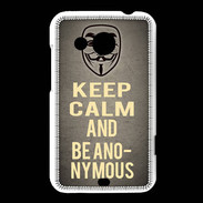 Coque HTC Desire 200 Keep Calm and Be Anonymous Gris