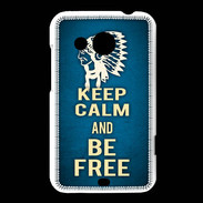 Coque HTC Desire 200 Keep Calm and Be Free Bleu