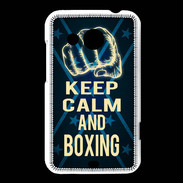 Coque HTC Desire 200 Keep Calm and Boxing Bleu