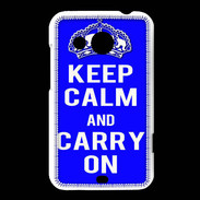 Coque HTC Desire 200 Keep Calm and Carry on Bleu
