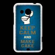 Coque HTC Desire 200 Keep Calm and Make cake Bleu