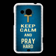Coque HTC Desire 200 Keep Calm and Pray Christian Bleu