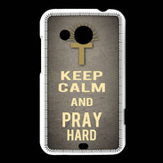 Coque HTC Desire 200 Keep Calm and Pray Christian Gris