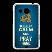 Coque HTC Desire 200 Keep Calm and Pray Muslim Bleu
