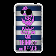 Coque HTC Desire 200 Keep Calm and Think Beach Bleu