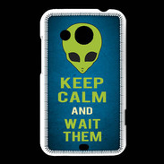 Coque HTC Desire 200 Keep Calm and Wait Alien Bleu