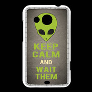 Coque HTC Desire 200 Keep Calm and Wait Alien Gris