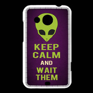 Coque HTC Desire 200 Keep Calm and Wait Alien Violet