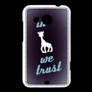 Coque HTC Desire 200 In Girafe We trust Bleu ZG