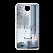 Coque HTC Desire 300 paysage hiver deux lanternes