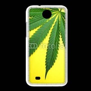 Coque HTC Desire 300 Feuille de cannabis sur fond jaune