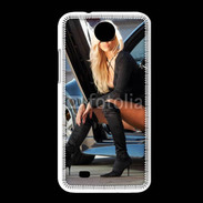 Coque HTC Desire 300 Femme blonde sexy voiture noire 5