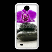 Coque HTC Desire 300 Orchidée violette sur galet noir