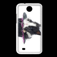Coque HTC Desire 300 Lapin noir et blanc dans un chapeau