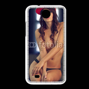 Coque HTC Desire 300 Charmante brune avec casquette rouge