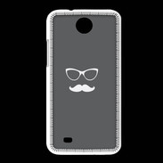 Coque HTC Desire 300 moustache gris & blanc