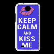 Coque HTC Desire 300 Keep Calm Kiss me Bleu