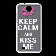 Coque HTC Desire 300 Keep Calm Kiss me Gris