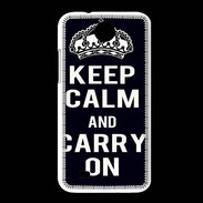 Coque HTC Desire 300 Keep Calm Carry on Noir