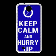 Coque HTC Desire 300 Keep Calm Hurry up Bleu