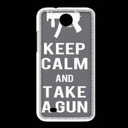 Coque HTC Desire 300 Keep Calm Take a gun Gris