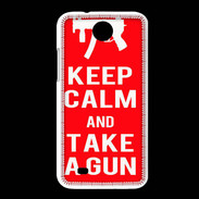Coque HTC Desire 300 Keep Calm Take a gun Rouge