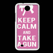 Coque HTC Desire 300 Keep Calm Take a gun Rose