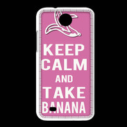 Coque HTC Desire 300 Keep Calm Take Banana Rose