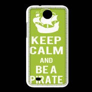 Coque HTC Desire 300 Keep Calm Be a Pirate Vert pomme