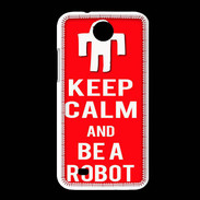 Coque HTC Desire 300 Keep Calm Be a Robot Rouge
