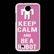 Coque HTC Desire 300 Keep Calm Be a Robot Rose