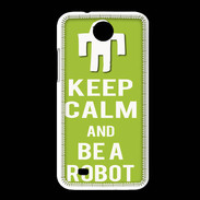 Coque HTC Desire 300 Keep Calm Be a Robot Vert pomme