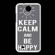 Coque HTC Desire 300 Keep Calm Be Happy Gris
