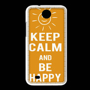 Coque HTC Desire 300 Keep Calm Be Happy Orange